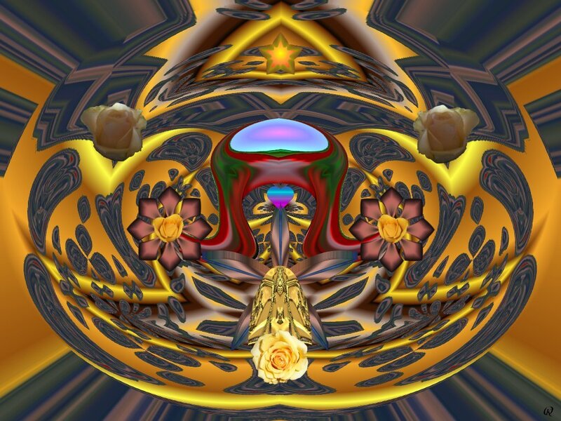 fractal art with roses and star