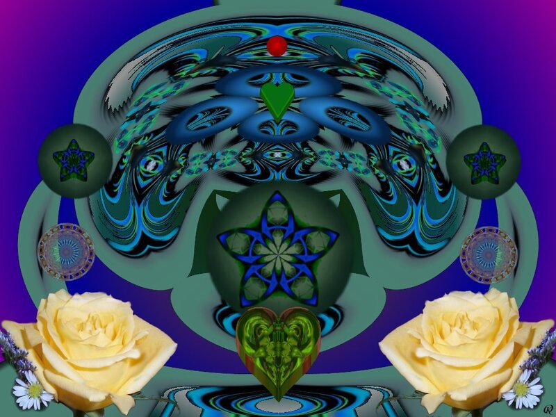 Fractal Art with Roses — Blue