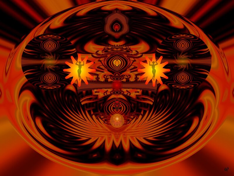 Fractal Art with Silhouettes — Red
