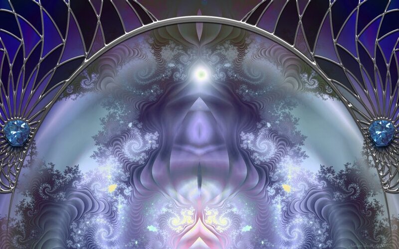 fractal art with stained glass arch
