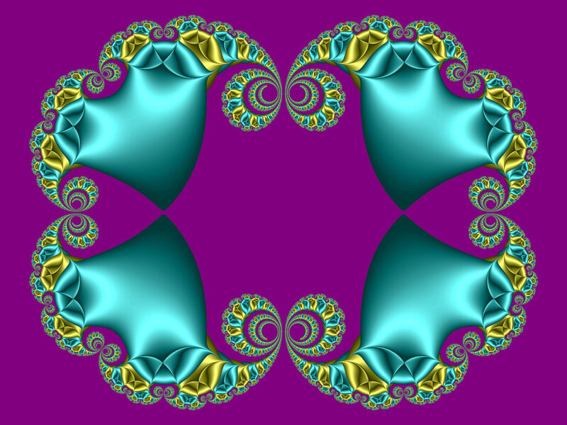 fractal art with turquoise and gold spirals