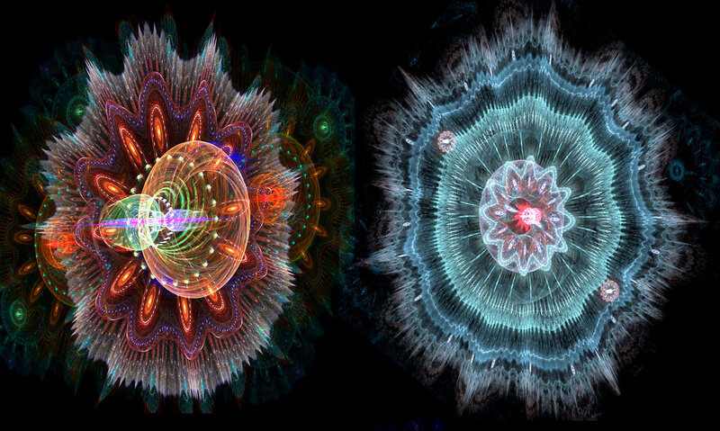 fractal art with two mandala-like patterns