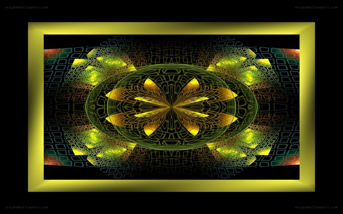 fractal art with yellow and green patterns