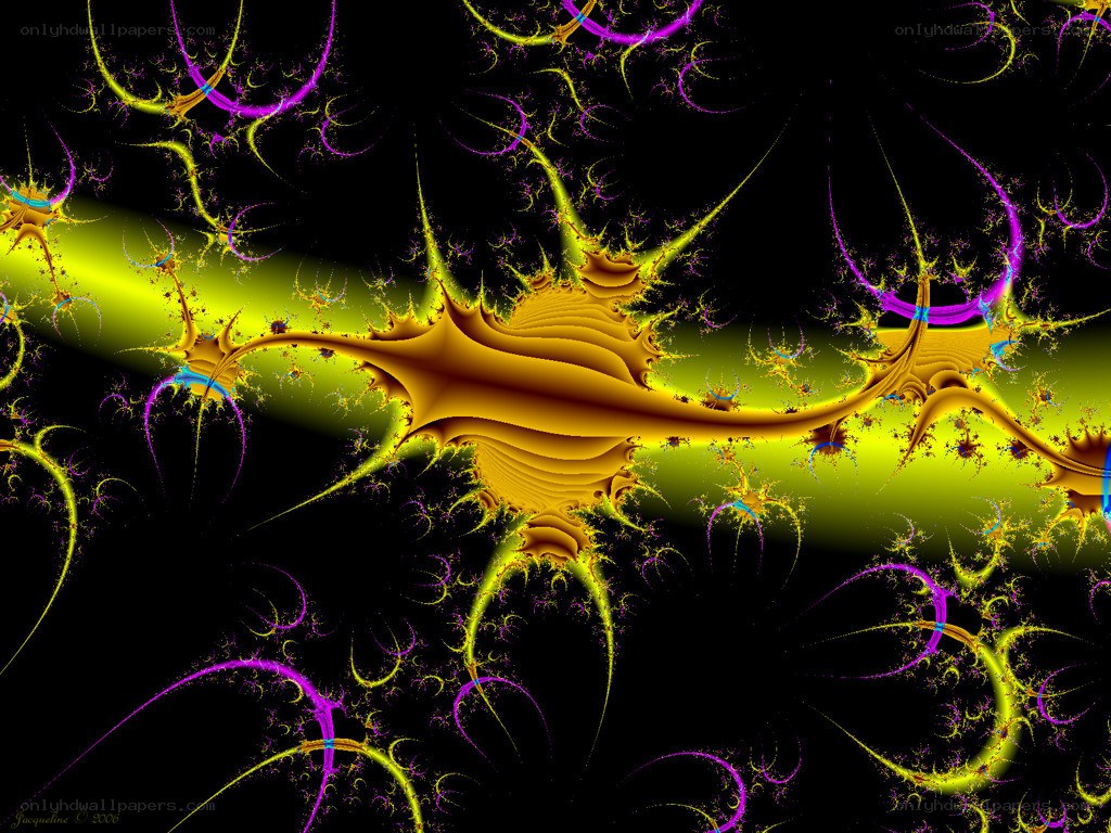 Fractal art with yellow and purple patterns