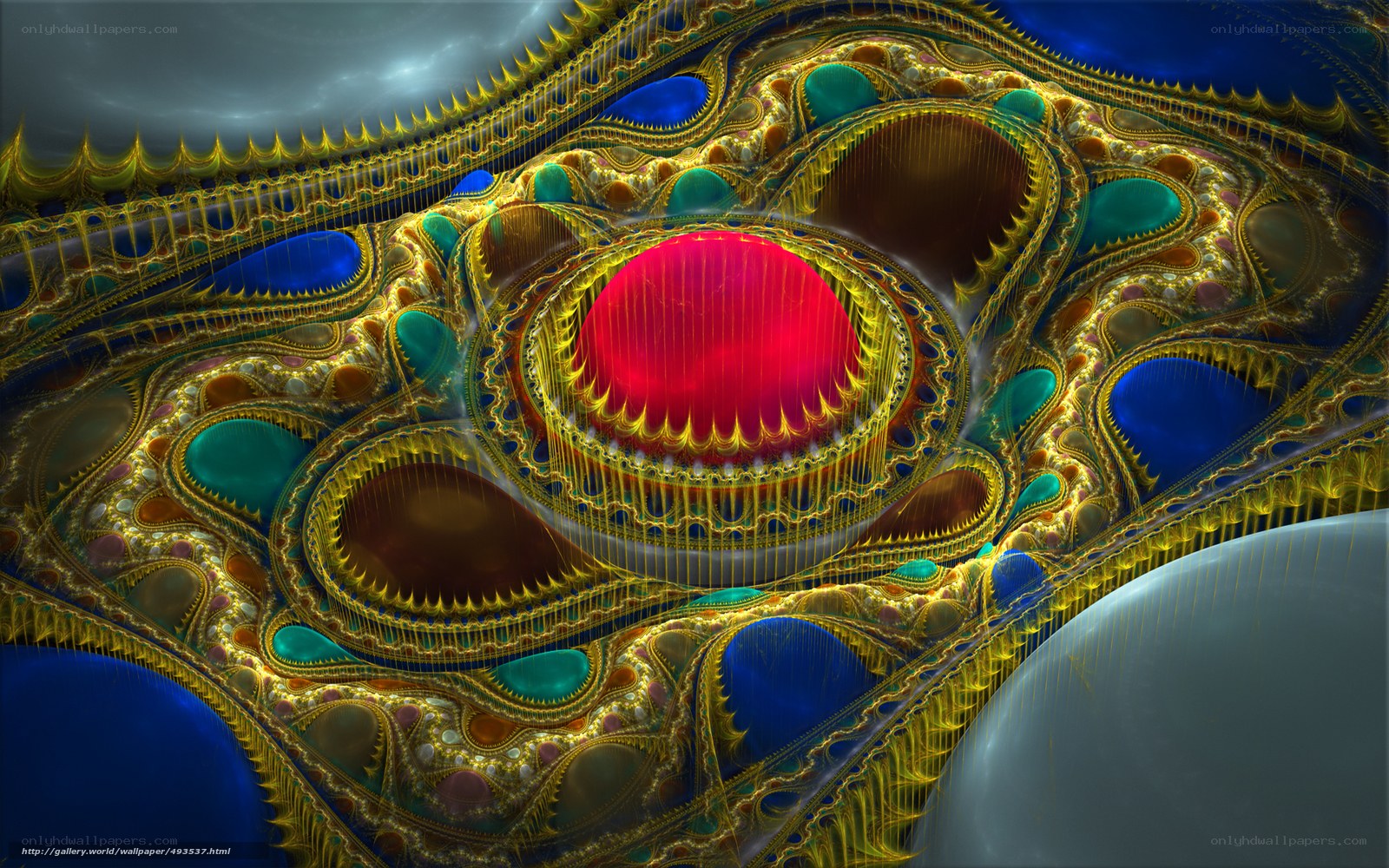 Fractal Artwork with Central Red Sphere