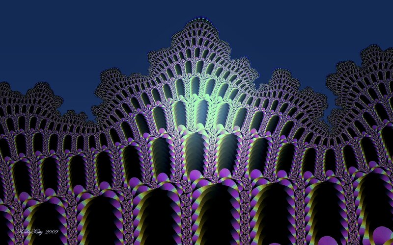 Fractal Artwork with Purple and Green Patterns