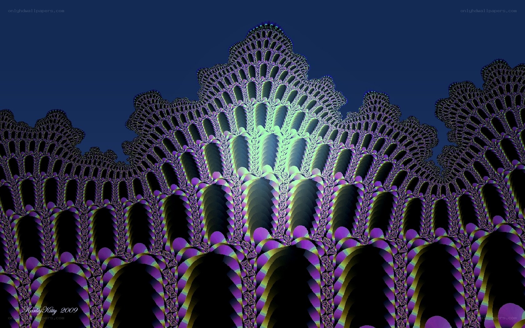Fractal Artwork with Purple and Green Patterns