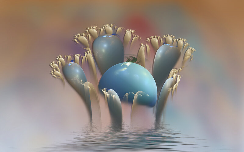 Fractal blue spheres in water