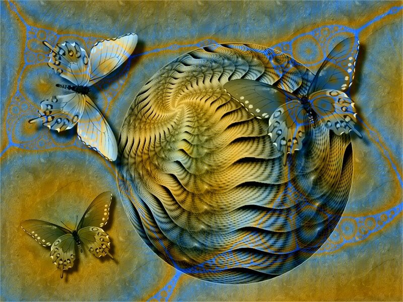 Fractal Butterfly Design — Blue, Hypnotic