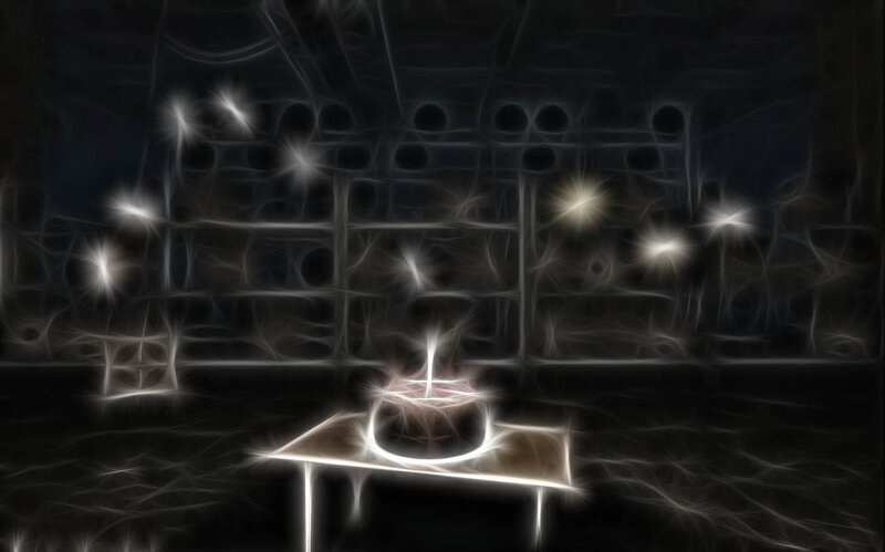 fractal candle in dark room