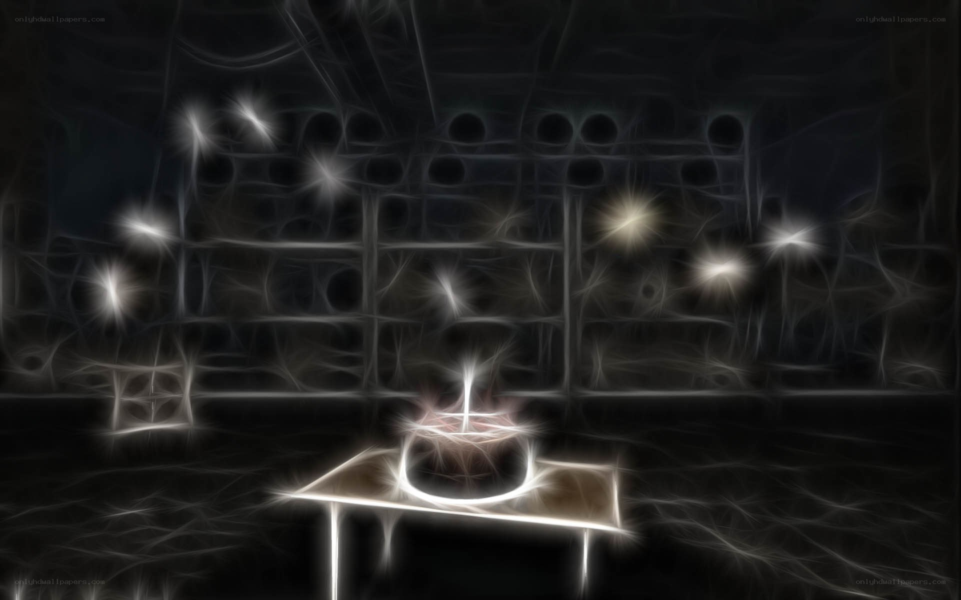 fractal candle in dark room