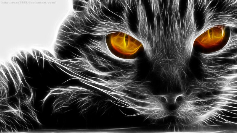 Fractal Cat Face — Black