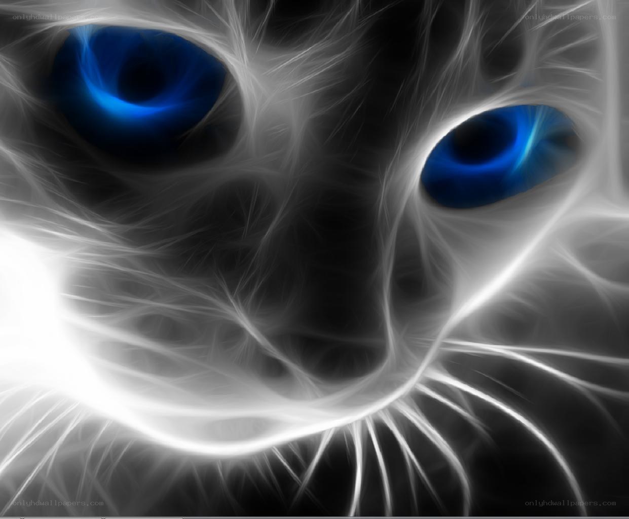 fractal cat with blue eyes