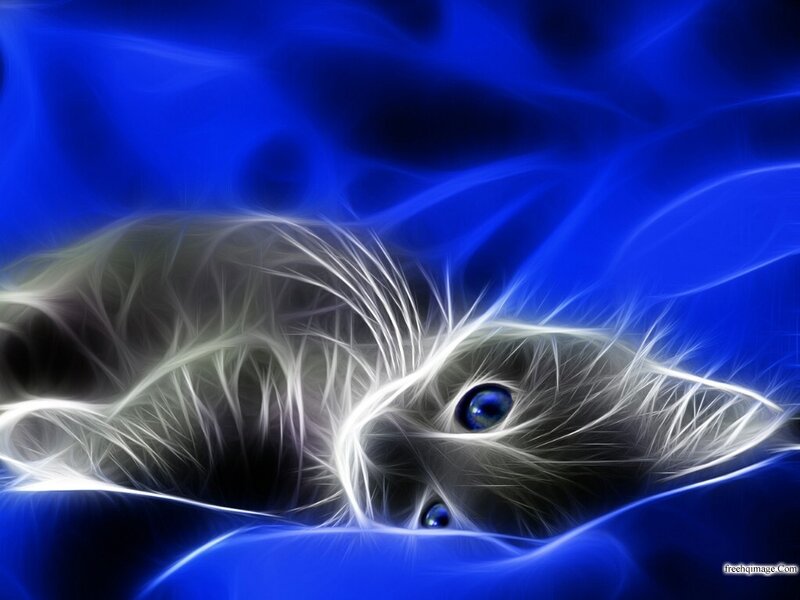 Fractal Cat with Blue Eyes — Ethereal
