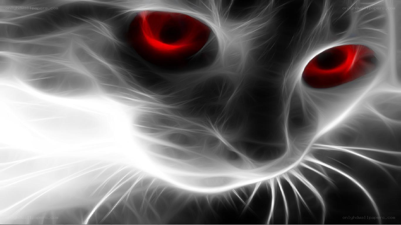 fractal cat with red eyes
