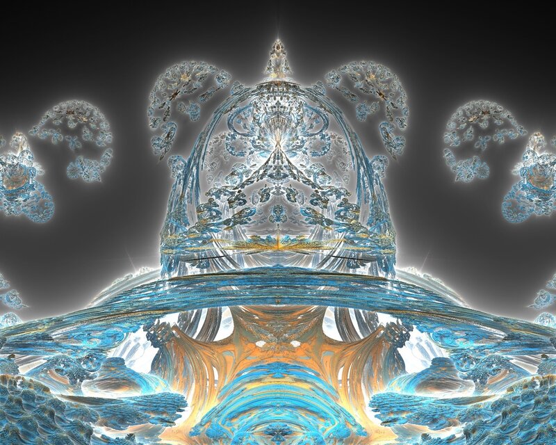 Fractal Cathedral Structure — Blue, Dramatic
