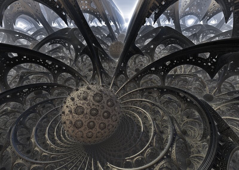 Fractal Cathedral Structure — Gray