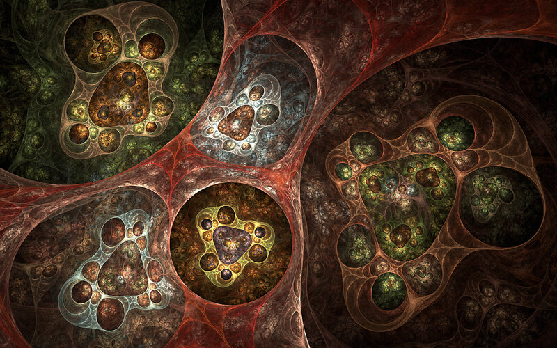 Fractal Cellular Structures — Red, Abstract