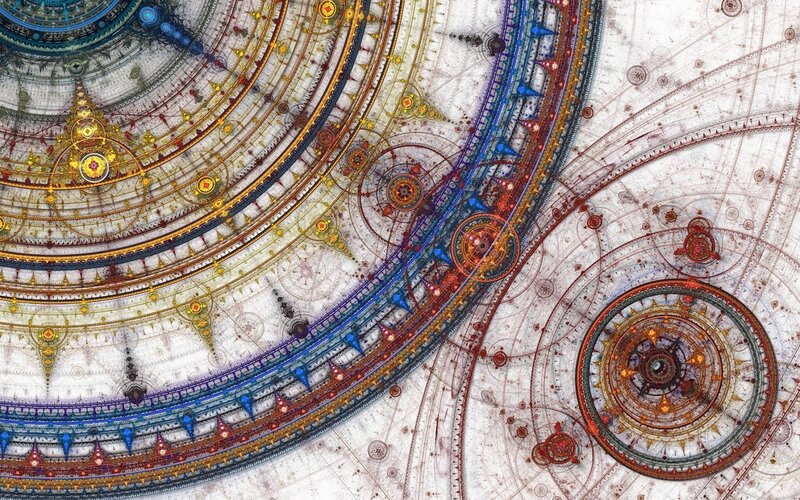 Fractal Circular Patterns — Blue, Complex