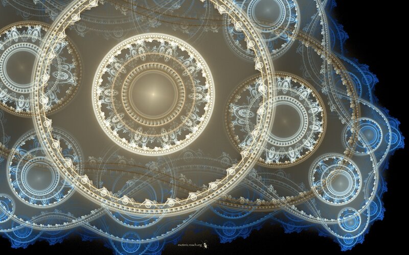 Fractal Circular Patterns — Blue, Dramatic, Digital Art
