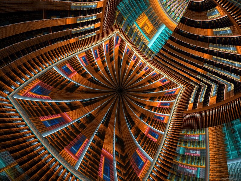 Fractal Cityscape — Orange