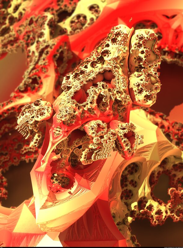 Fractal Coral Structure — Red, Dramatic, Digital Art