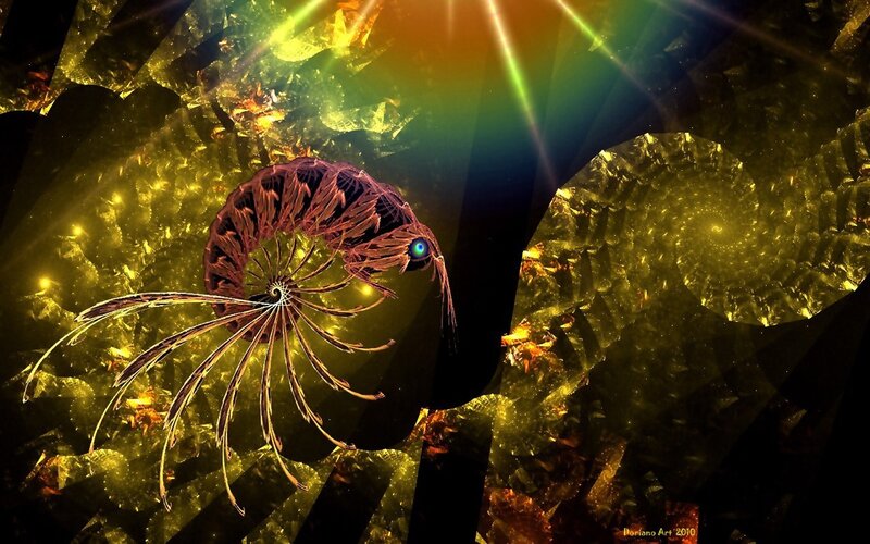 Fractal creature in golden light
