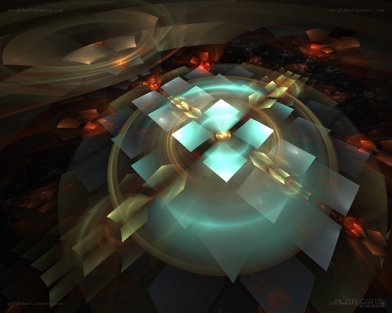 Fractal digital art with glowing center