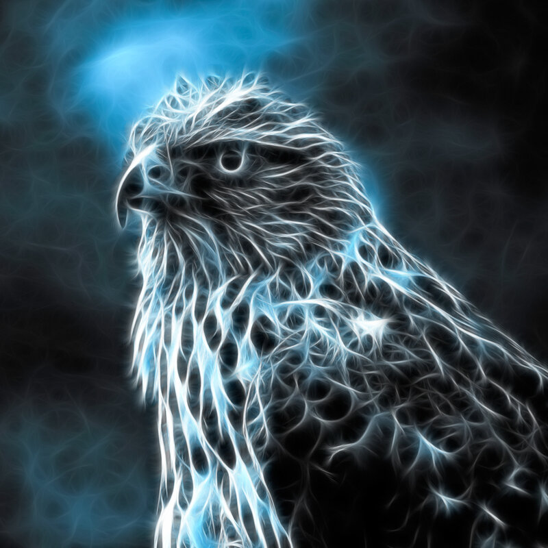 Fractal Eagle Head — White