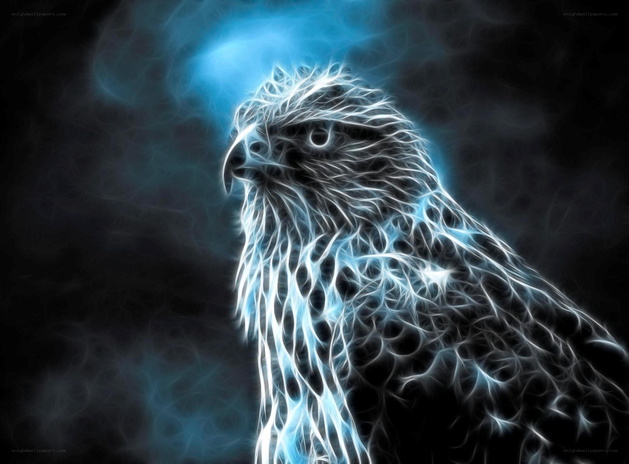 fractal eagle with blue energy