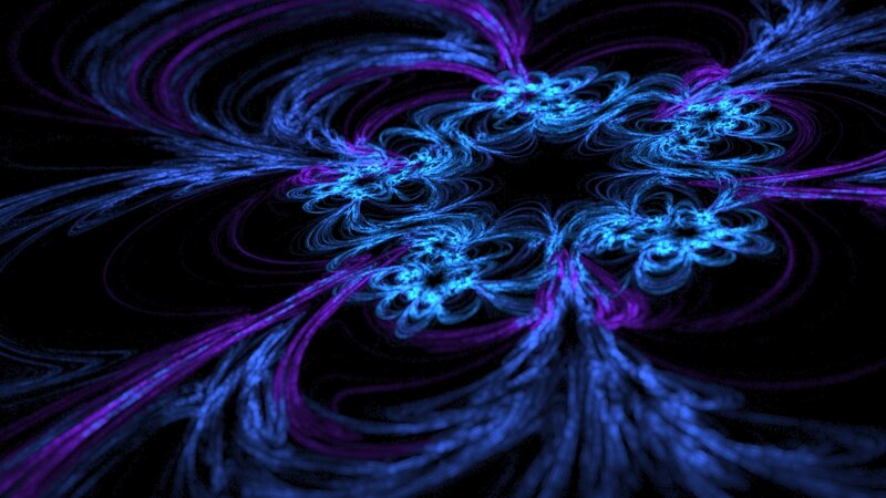 Fractal Energy Patterns — Blue, Dynamic, Digital Art, Light Trails
