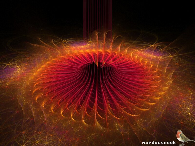 Fractal Energy Vortex — Red, Dramatic, Digital Art