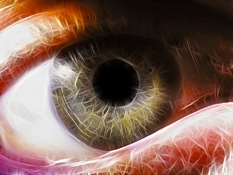 fractal eye with fiery colors