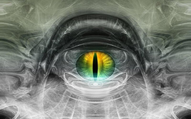 fractal eye with green and yellow iris