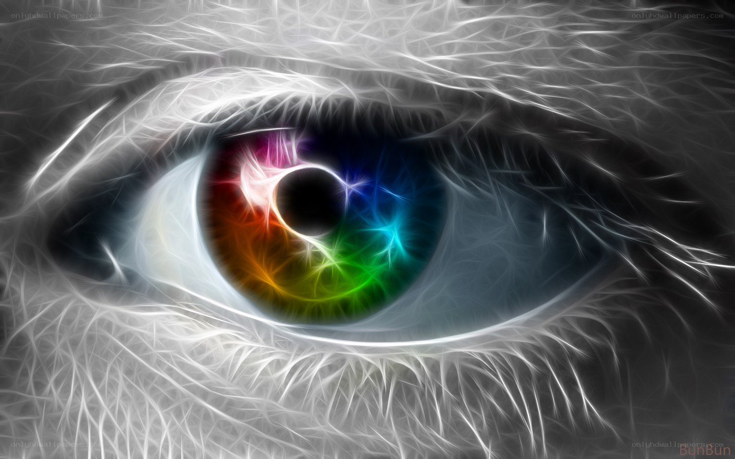 fractal eye with rainbow iris
