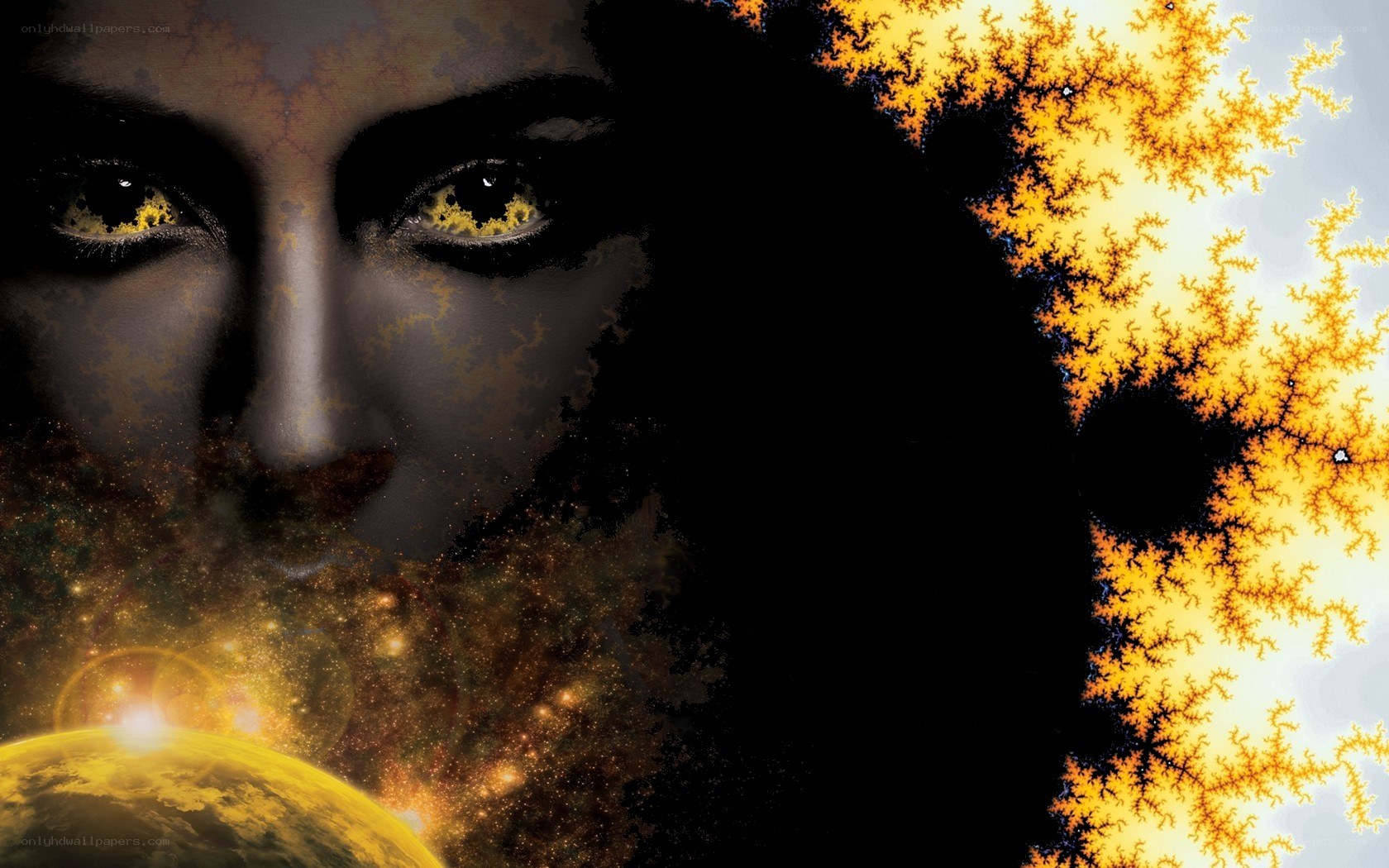 fractal face with cosmic background