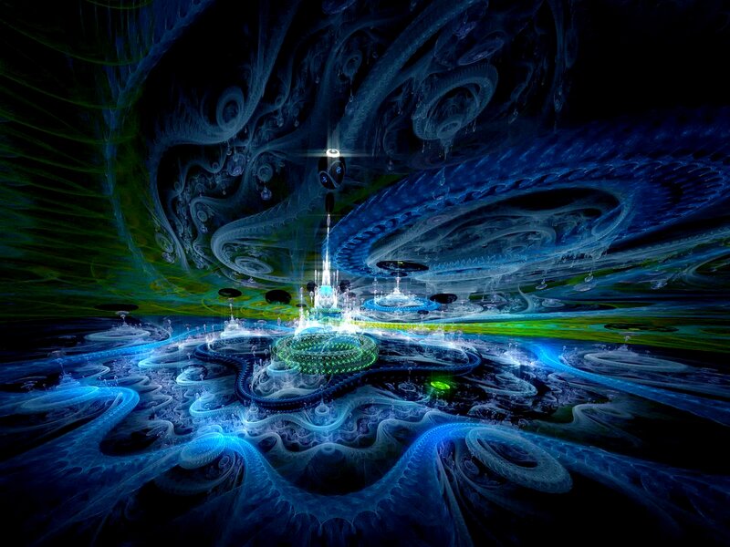 Fractal Fantasy Landscape — Blue