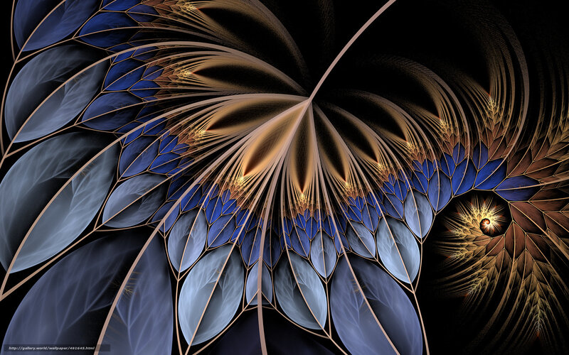 Fractal Feather Pattern — Blue, Dramatic