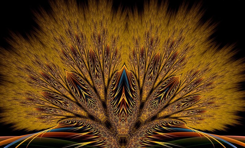 Fractal Feather Pattern — Yellow