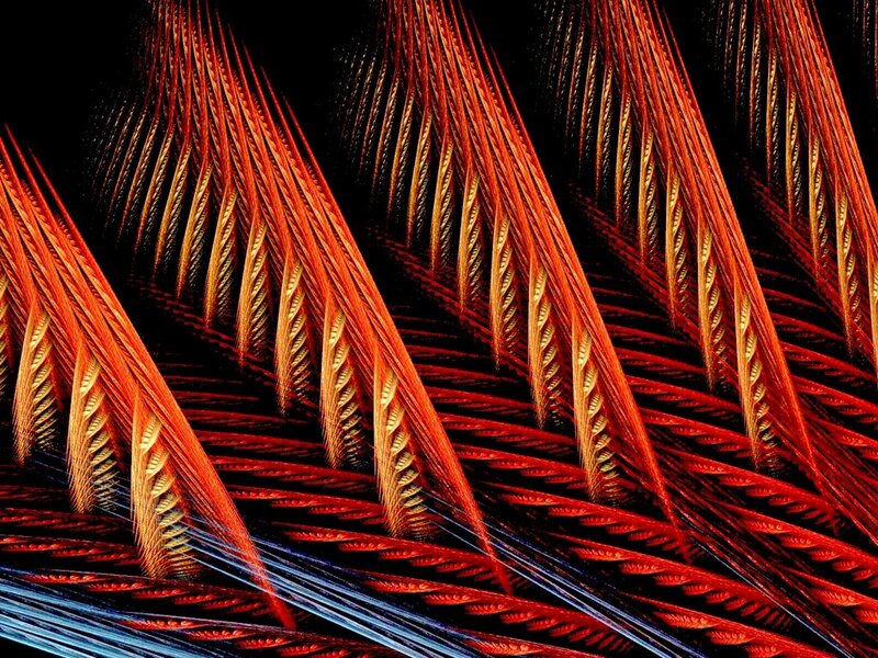 Fractal Feather Patterns — Red