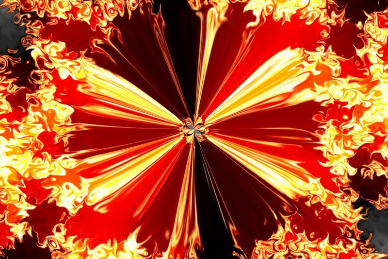 Fractal Fire Explosion — Red, Dramatic, Digital Art, Flame