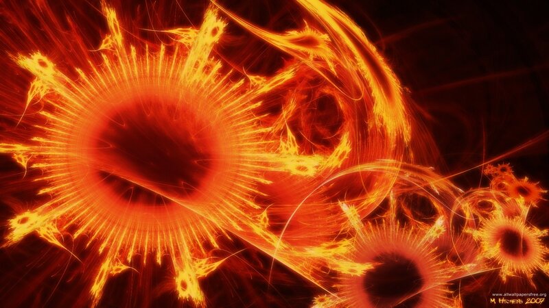 Fractal Fire Explosion — Red, Dramatic, Digital Art, Sparks