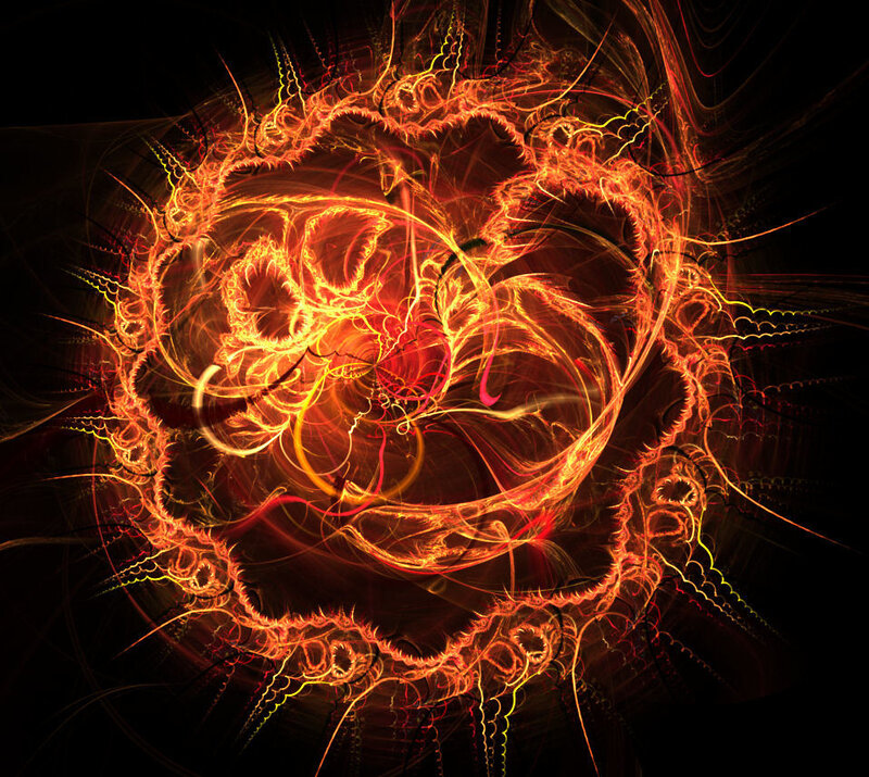 Fractal Fire Explosion — Red, Dramatic, Digital Art