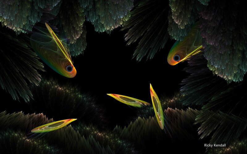 Fractal fish in dark forest