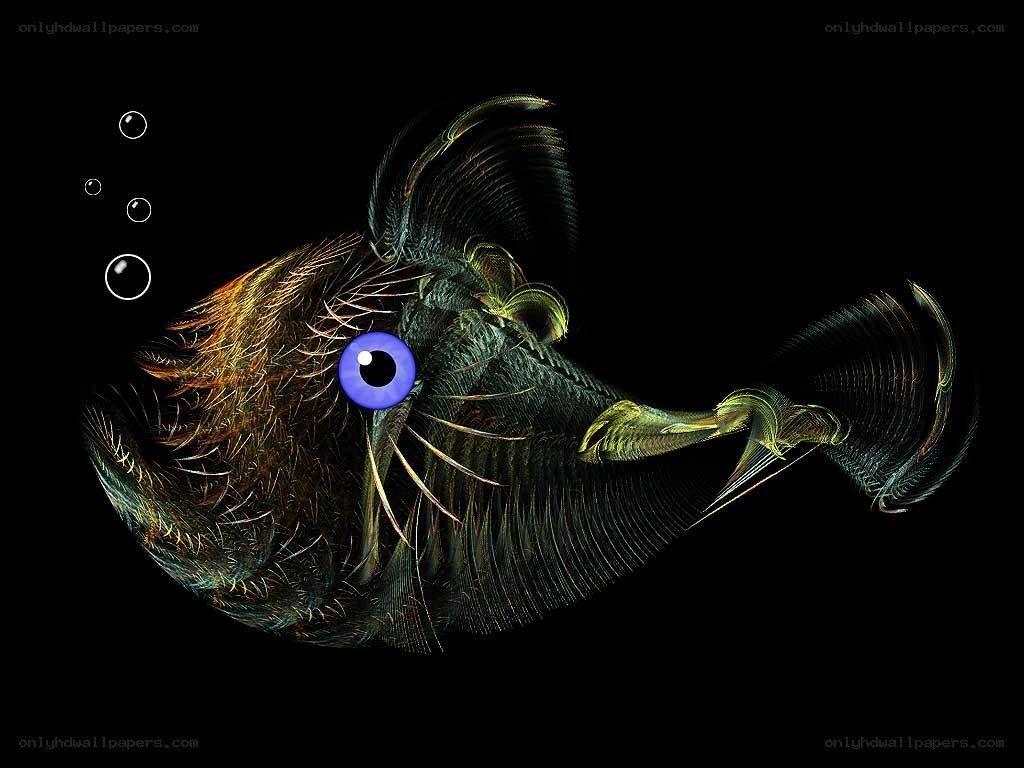 fractal fish with glowing eye