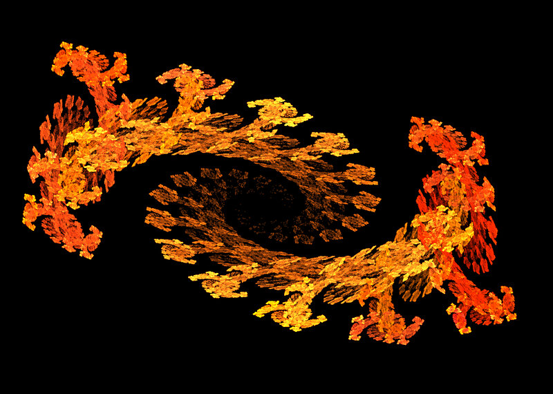 Fractal Flame Pattern — Orange, Dramatic, Digital Art