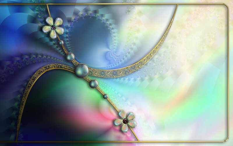 Fractal floral design with gold accents