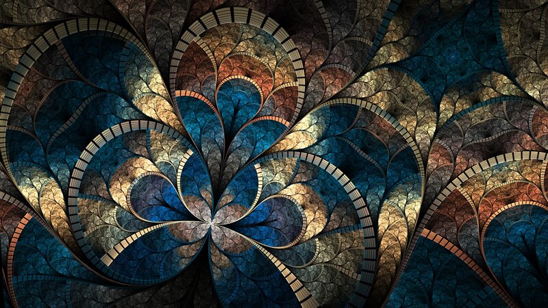Fractal Floral Pattern — Blue, Complex, Digital Art, Spirals