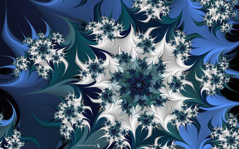Fractal Floral Pattern — Blue, Complex, Digital Art