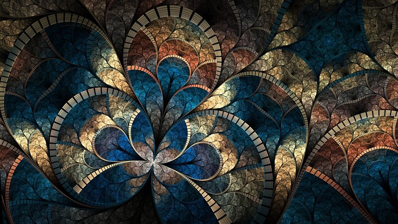 Fractal Floral Pattern — Blue, Complex